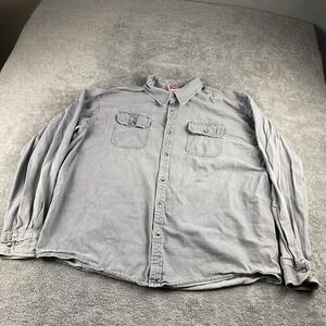 Wrangler Premium Quality Button Up Shirts Mens 2XL Gray Long Sleeve 100% Cotton